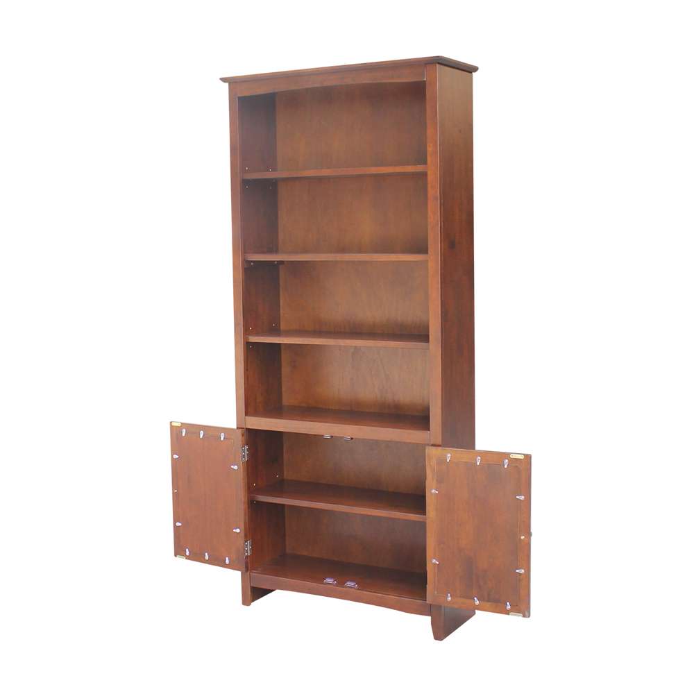 International Concepts - Shaker Bookcase - 72inH with 2 Lower Doors in Espresso Finish in Espresso Finish - K581-SH-3227A-SH-322D view 6