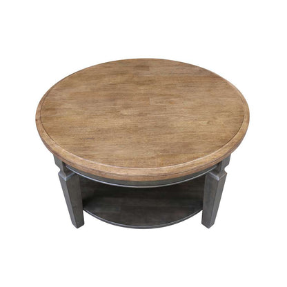 International Concepts - Vista Round Coffee Table in Hickory/Washed Coal Finish - OT45-15CR view 6
