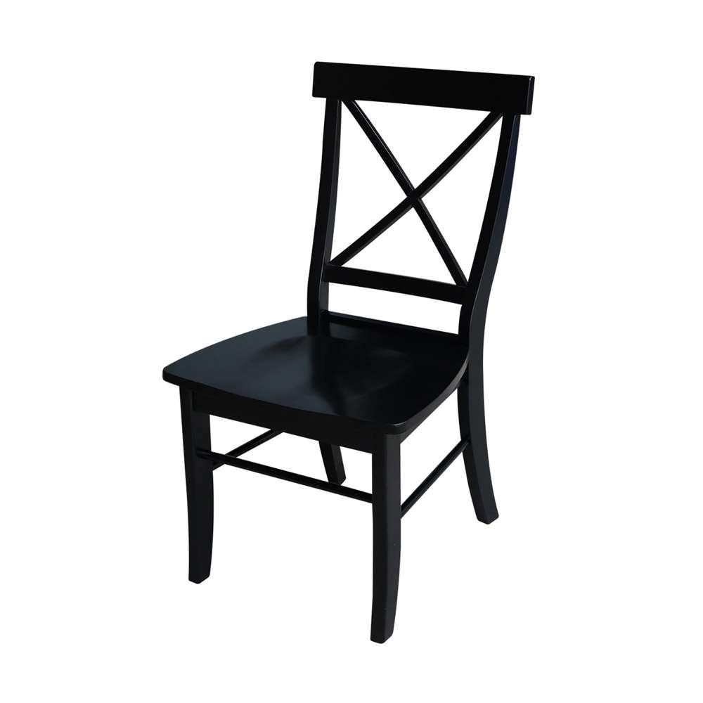 International Concepts - X-Back Chair with Solid Wood Seat in Black Finish (Set of 2) - C46-613P view 1