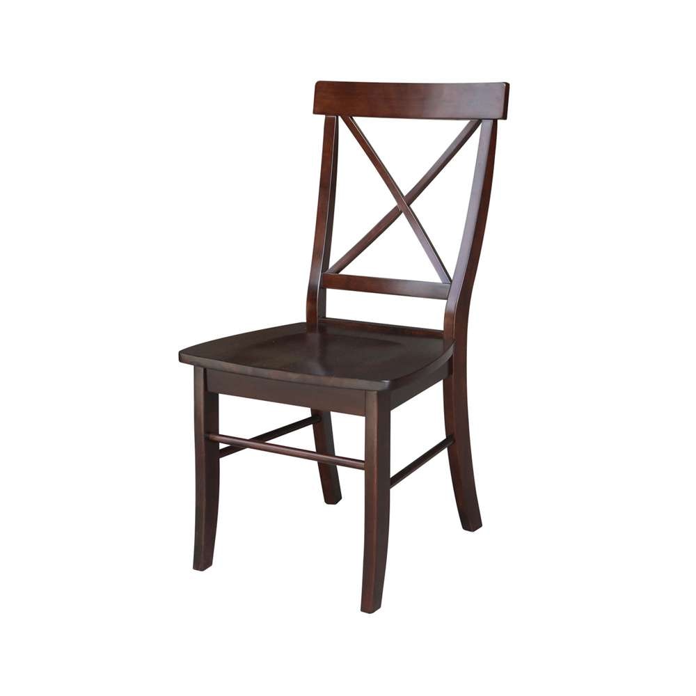 International Concepts - X-Back Chair with Solid Wood Seat in Rich Mocha Finish (Set of 2) - C15-613P view 1