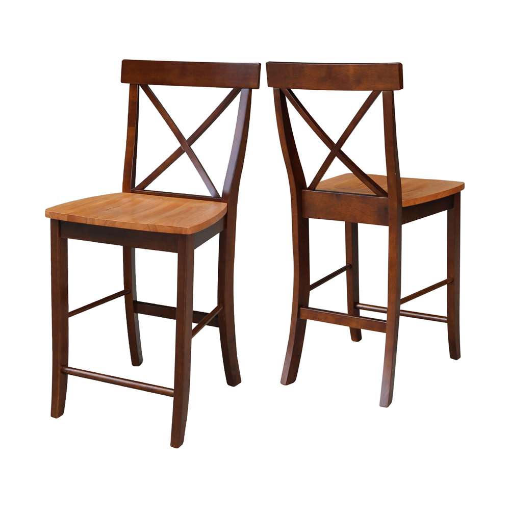 International Concepts - X-Back Counter Height Stool - 24inSH in Cinnemon/Espresso Finish - S58-6132 view 5