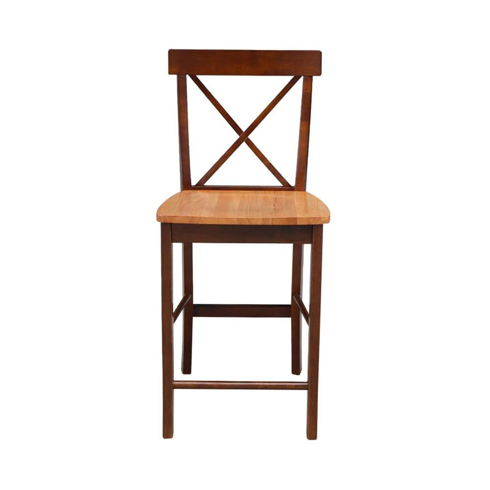 International Concepts - X-Back Counter Height Stool - 24inSH in Cinnemon/Espresso Finish - S58-6132 view 6