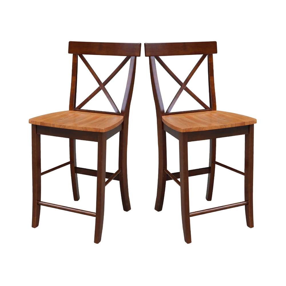 International Concepts - X-Back Counter Height Stool - 24inSH in Cinnemon/Espresso Finish - S58-6132 view 8