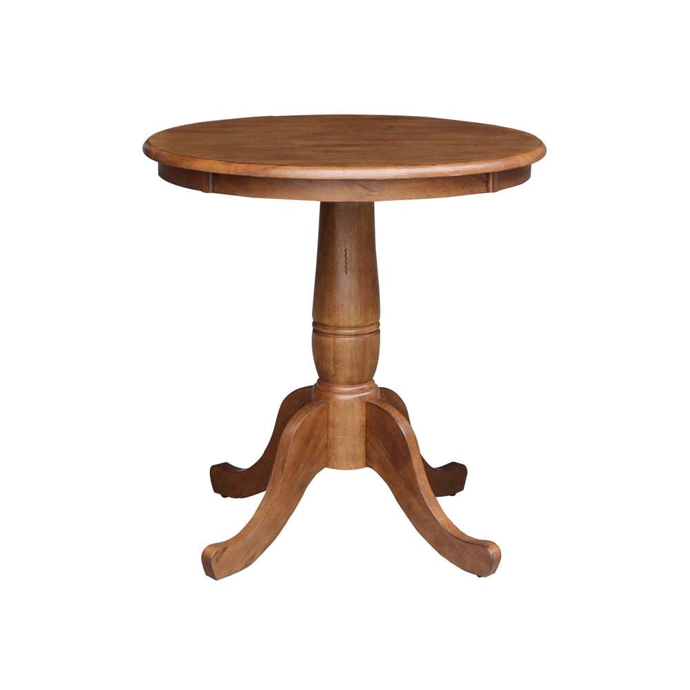International Concepts - 30in Round Top Ped Table - 29.1inH in Distressed Oak Finish - K42-30RT veiw 1