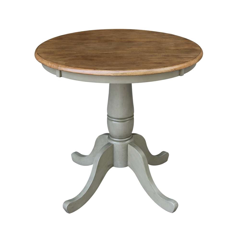 International Concepts - 30in Round Top Ped Table - 29.1inH in Hickory/Stone Finish - K41-30RT veiw 1