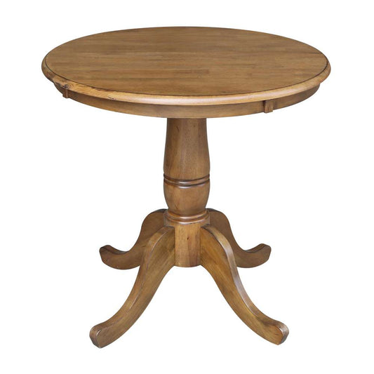 International Concepts - 30in Round Top Ped Table - 29.1inH in Pecan Finish - K59-30RT veiw 1