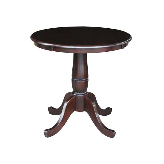 International Concepts - 30in Round Top Ped Table - 29.1inH in Rich Mocha Finish - K15-30RT veiw 1