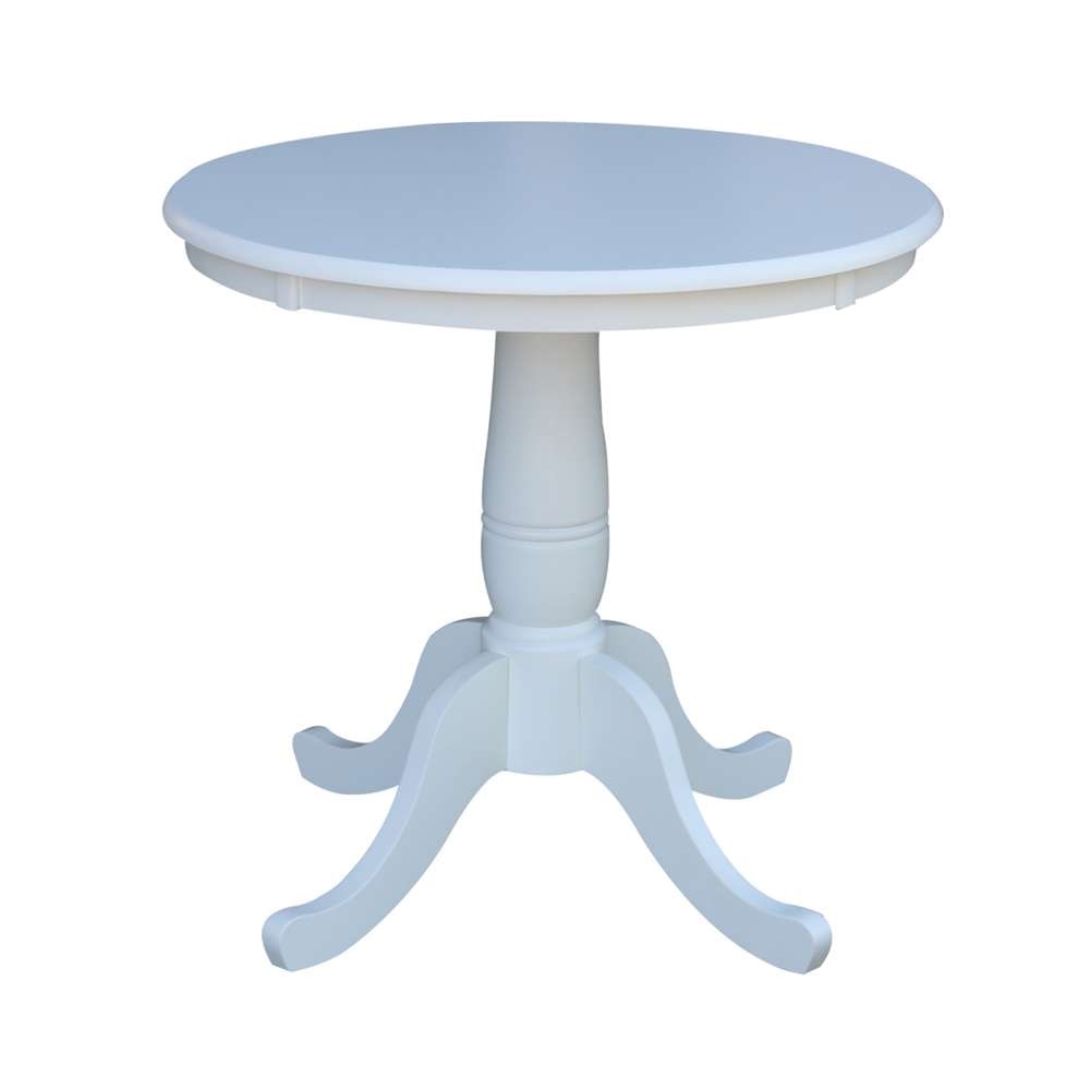 International Concepts - 30in Round Top Ped Table - 29.1inH in White Finish - K08-30RT veiw 1