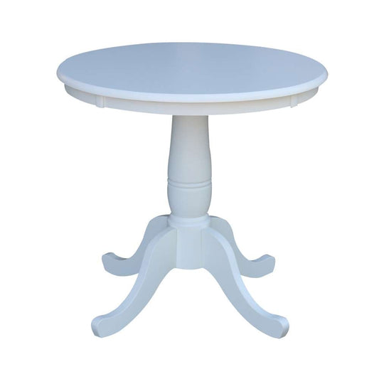 International Concepts - 30in Round Top Ped Table - 29.1inH in White Finish - K08-30RT veiw 1