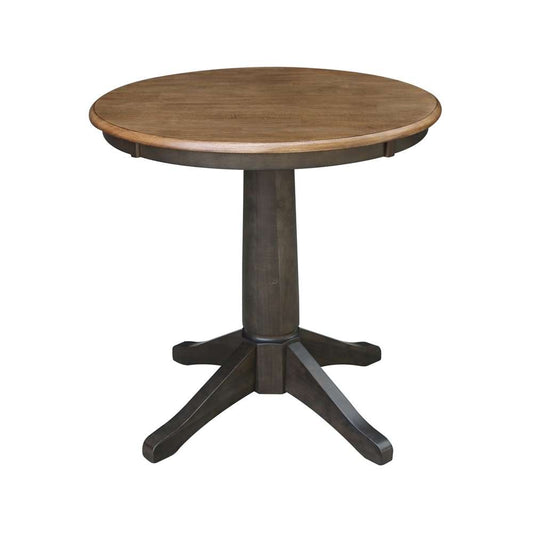 International Concepts - 30in Round Top Ped Table - 29.9inH in Hickory/Washed Coal Finish - K45-30RT-27B veiw 1