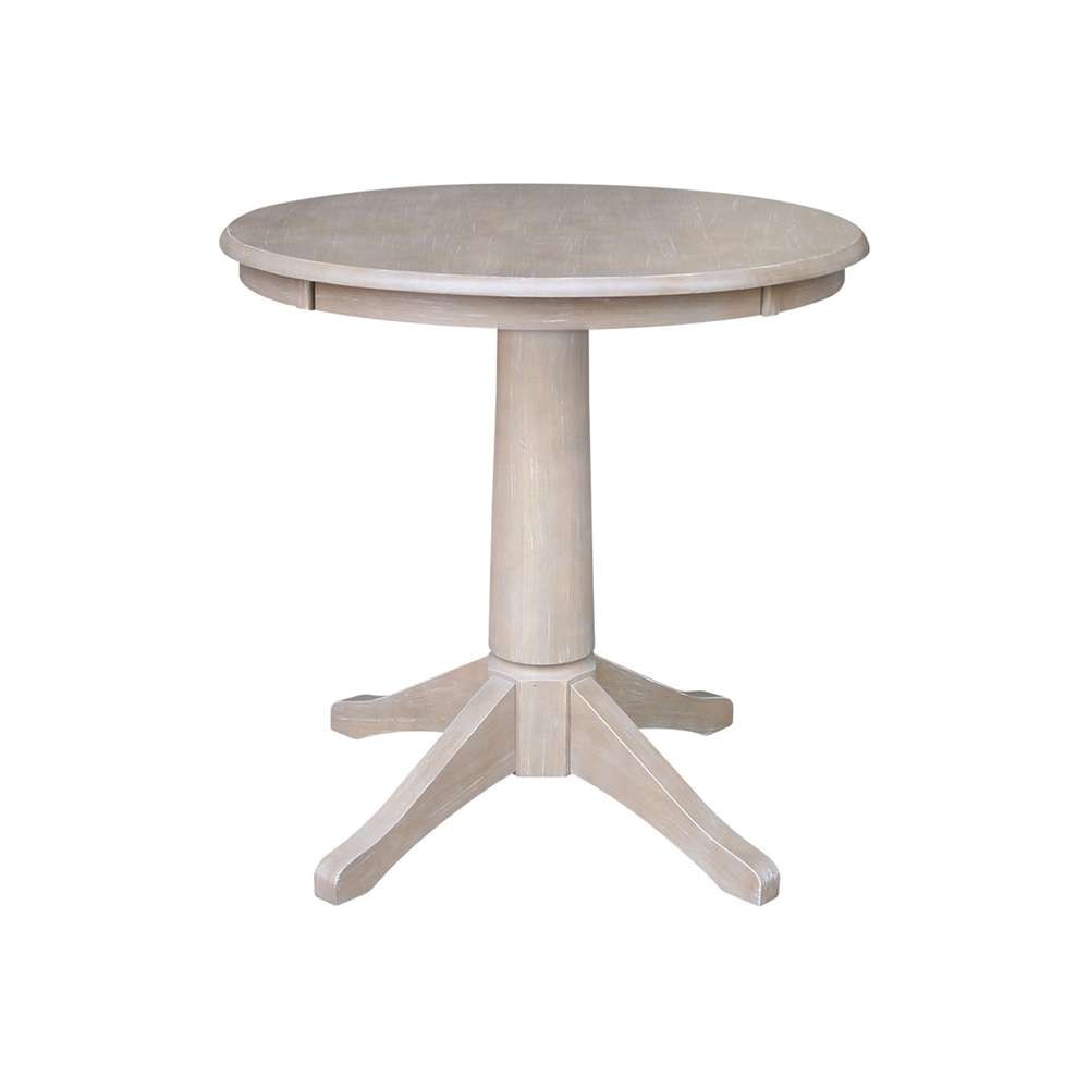 International Concepts - 30in Round Top Ped Table - 29.9inH in Washed Gray Taupe Finish - K09-30RT-27B veiw 1
