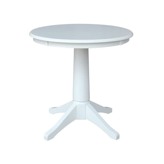 International Concepts - 30in Round Top Ped Table - 29.9inH in White Finish - K08-30RT-27B veiw 1