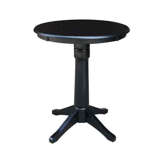 International Concepts - 30in Round Top Ped Table - 34.9inH in Black Finish - K46-30RT-27B-6B veiw 1