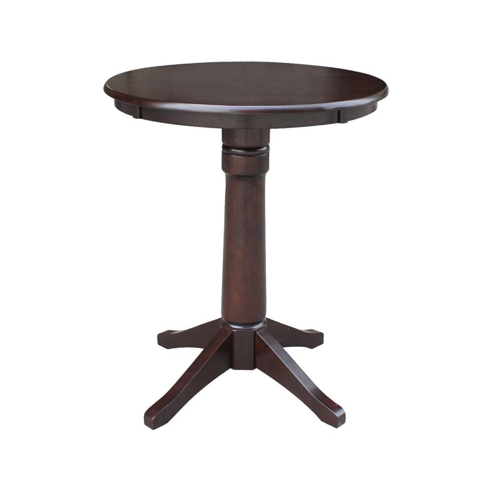 International Concepts - 30in Round Top Ped Table - 34.9inH in Rich Mocha Finish - K15-30RT-27B-6B veiw 1