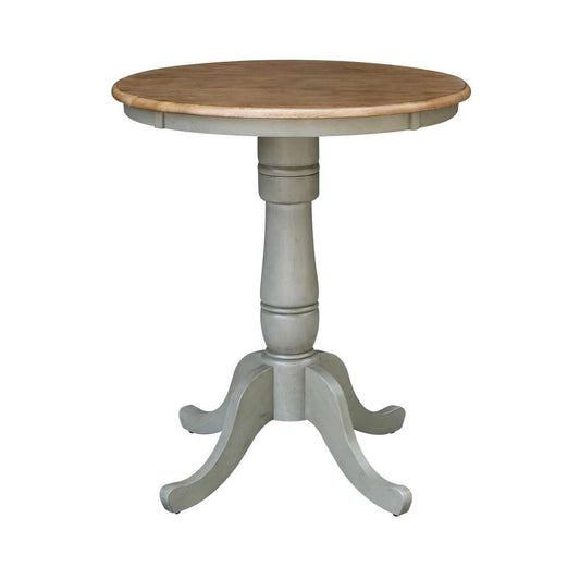 International Concepts - 30in Round Top Ped Table - 35.1inH in Hickory/Stone Finish - K41-30RT-6B veiw 1