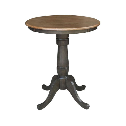 International Concepts - 30in Round Top Ped Table - 35.1inH in Hickory/Washed Coal Finish - K45-30RT-6B veiw 1