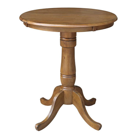 International Concepts - 30in Round Top Ped Table - 35.1inH in Pecan Finish - K59-30RT-6B veiw 1
