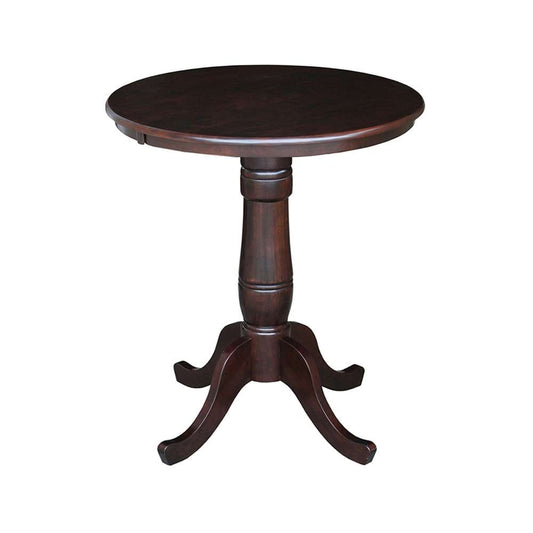 International Concepts - 30in Round Top Ped Table - 35.1inH in Rich Mocha Finish - K15-30RT-6B veiw 1