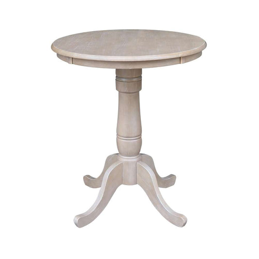 International Concepts - 30in Round Top Ped Table - 35.1inH in Washed Gray Taupe Finish - K09-30RT-6B veiw 1