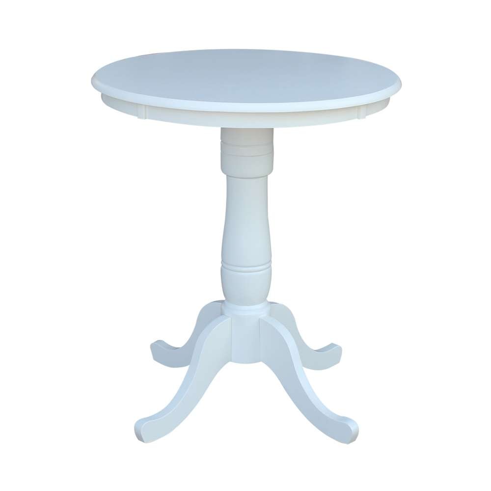 International Concepts - 30in Round Top Ped Table - 35.1inH in White Finish - K08-30RT-6B veiw 1