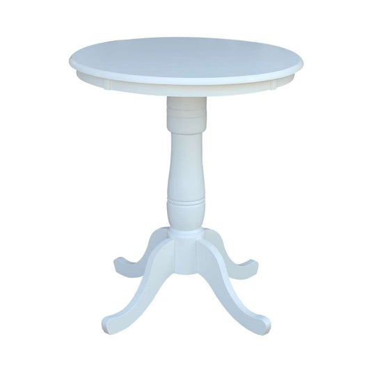International Concepts - 30in Round Top Ped Table - 35.1inH in White Finish - K08-30RT-6B veiw 1