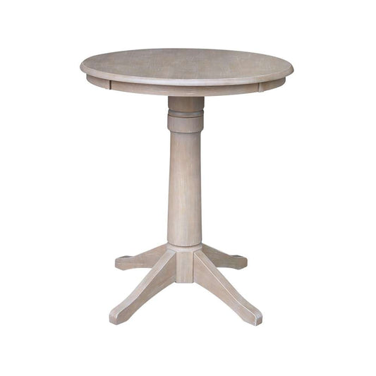 International Concepts - 30in Round Top Ped Table - 35.9inH in Washed Gray Taupe Finish - K09-30RT-27B-6B veiw 1