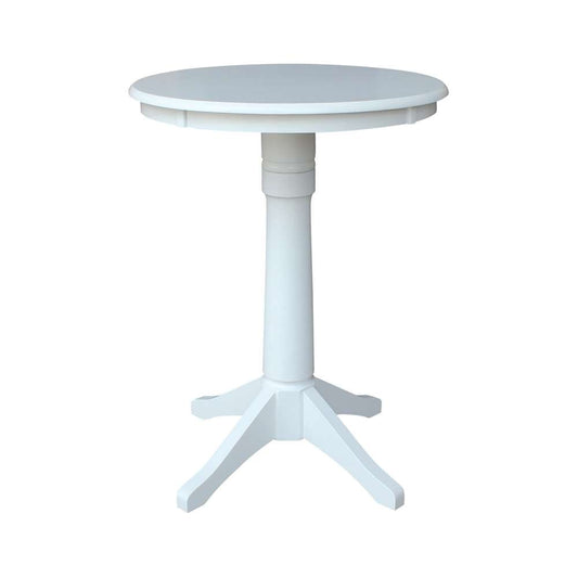 International Concepts - 30in Round Top Ped Table - 35.9inH in White Finish - K08-30RT-27B-6B veiw 1