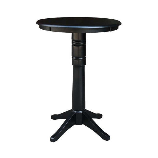 International Concepts - 30in Round Top Ped Table - 40.9inH in Black Finish - K46-30RT-27B-6B-2 veiw 1