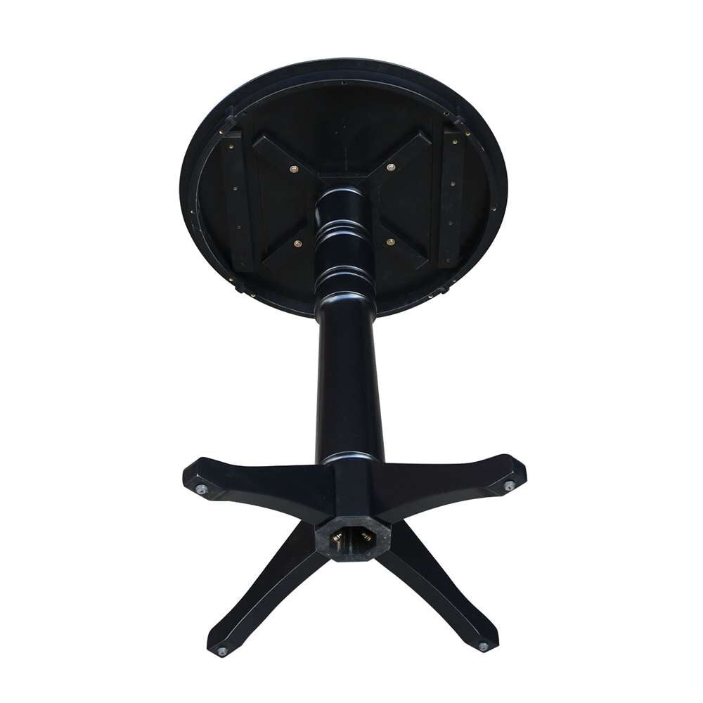 International Concepts - 30in Round Top Ped Table - 40.9inH in Black Finish - K46-30RT-27B-6B-2 veiw 4