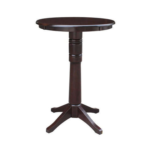 International Concepts - 30in Round Top Ped Table - 40.9inH in Rich Mocha Finish - K15-30RT-27B-6B-2 veiw 1
