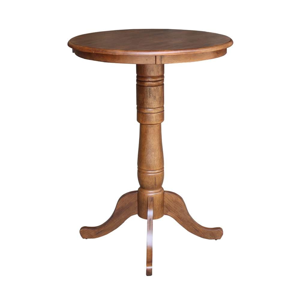 International Concepts - 30in Round Top Ped Table - 41.1inH in Distressed Oak Finish - K42-30RT-6B-2 veiw 3