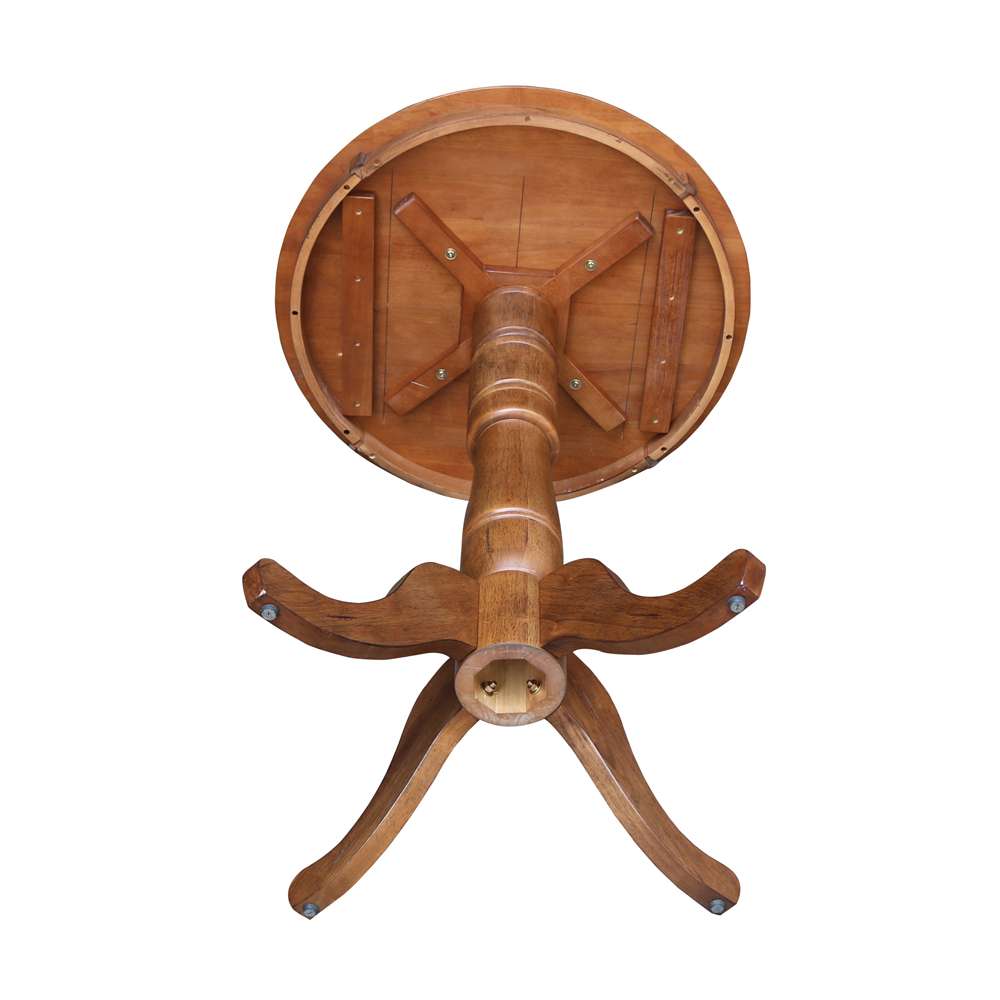 International Concepts - 30in Round Top Ped Table - 41.1inH in Distressed Oak Finish - K42-30RT-6B-2 veiw 4