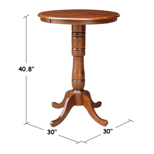 International Concepts - 30in Round Top Ped Table - 41.1inH in Espresso Finish - K581-30RT-6B-2 veiw 2