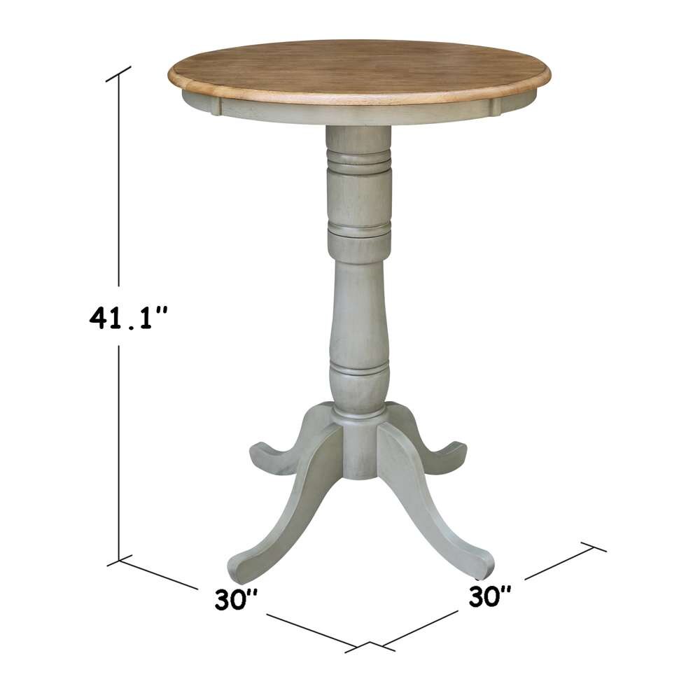 International Concepts - 30in Round Top Ped Table - 41.1inH in Hickory/Stone Finish - K41-30RT-6B-2 veiw 2
