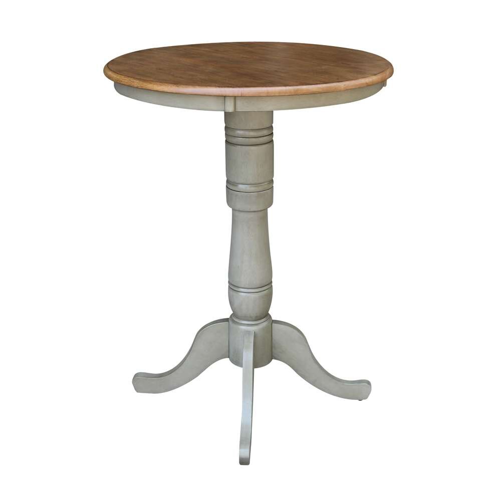 International Concepts - 30in Round Top Ped Table - 41.1inH in Hickory/Stone Finish - K41-30RT-6B-2 veiw 3