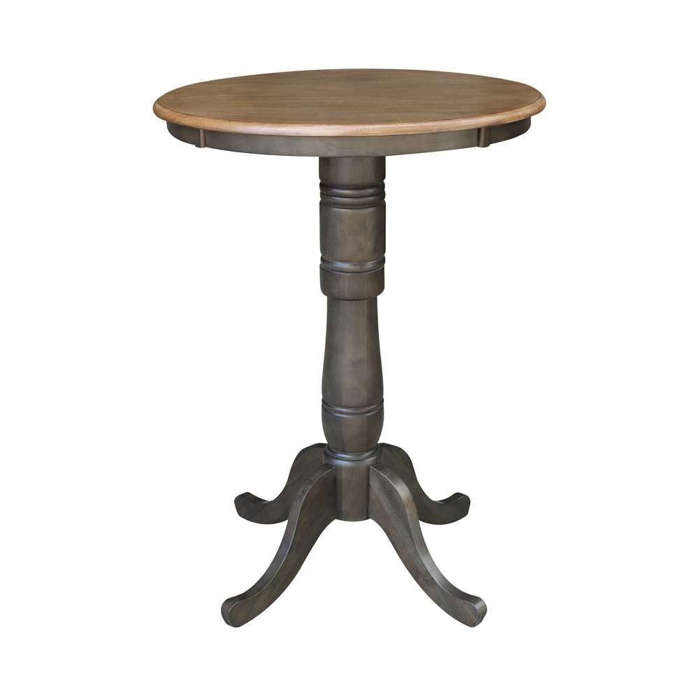 International Concepts - 30in Round Top Ped Table - 41.1inH in Hickory/Washed Coal Finish - K45-30RT-6B-2 veiw 1