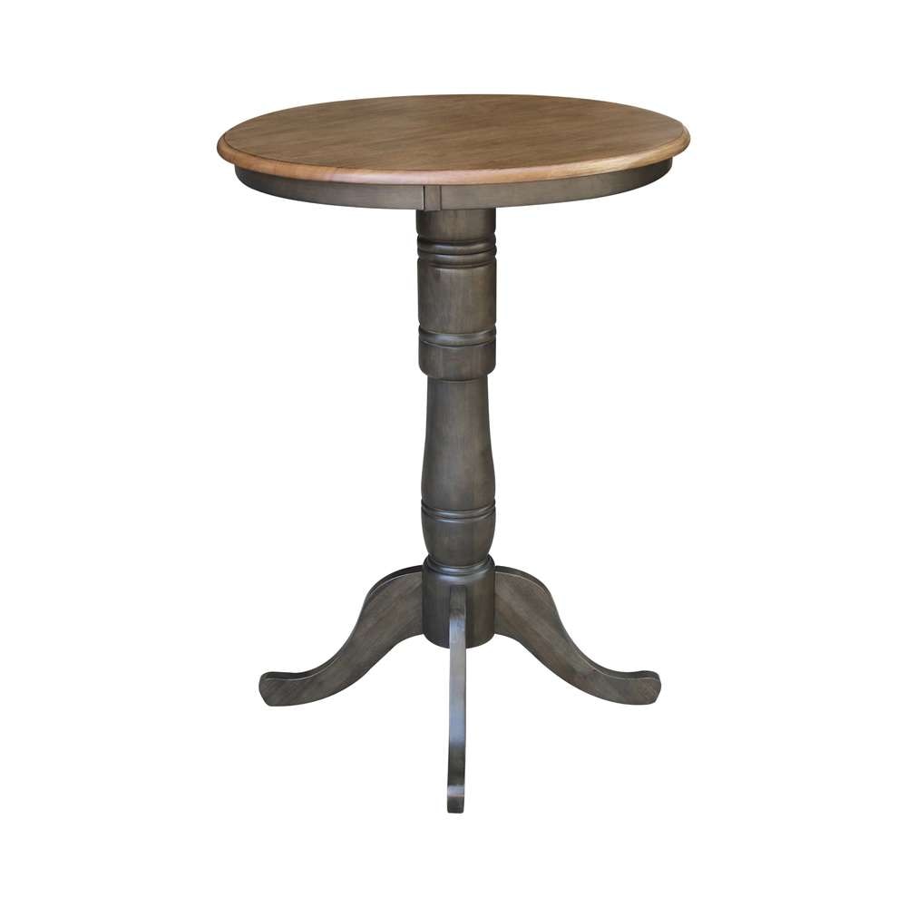 International Concepts - 30in Round Top Ped Table - 41.1inH in Hickory/Washed Coal Finish - K45-30RT-6B-2 veiw 3