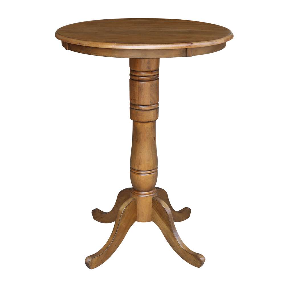 International Concepts - 30in Round Top Ped Table - 41.1inH in Pecan Finish - K59-30RT-6B-2 veiw 1