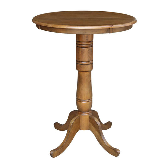 International Concepts - 30in Round Top Ped Table - 41.1inH in Pecan Finish - K59-30RT-6B-2 veiw 1