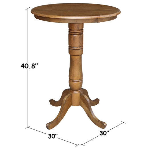 International Concepts - 30in Round Top Ped Table - 41.1inH in Pecan Finish - K59-30RT-6B-2 veiw 2