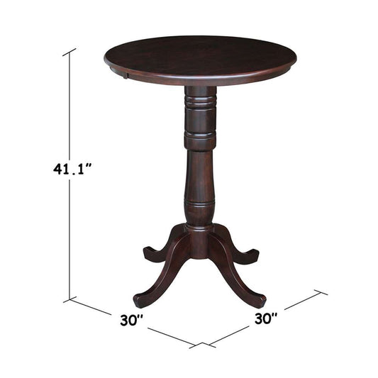 International Concepts - 30in Round Top Ped Table - 41.1inH in Rich Mocha Finish - K15-30RT-6B-2 veiw 2