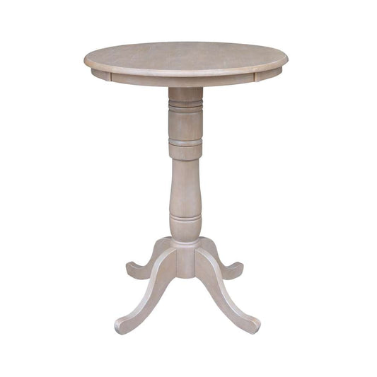 International Concepts - 30in Round Top Ped Table - 41.1inH in Washed Gray Taupe Finish - K09-30RT-6B-2 veiw 1