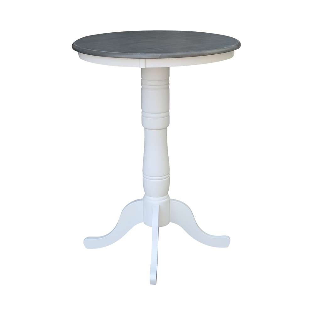 International Concepts - 30in Round Top Ped Table - 41.1inH in White/Heather Gray Finish - K05-30RT-6B-2 veiw 3