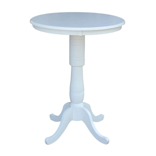 International Concepts - 30in Round Top Ped Table - 41.1inH in White Finish - K08-30RT-6B-2 veiw 1