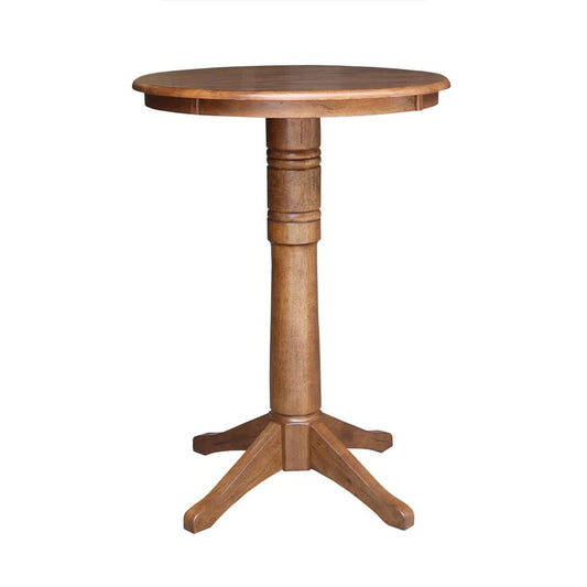 International Concepts - 30in Round Top Ped Table - 41.9inH in Distressed Oak Finish - K42-30RT-27B-6B-2 veiw 1