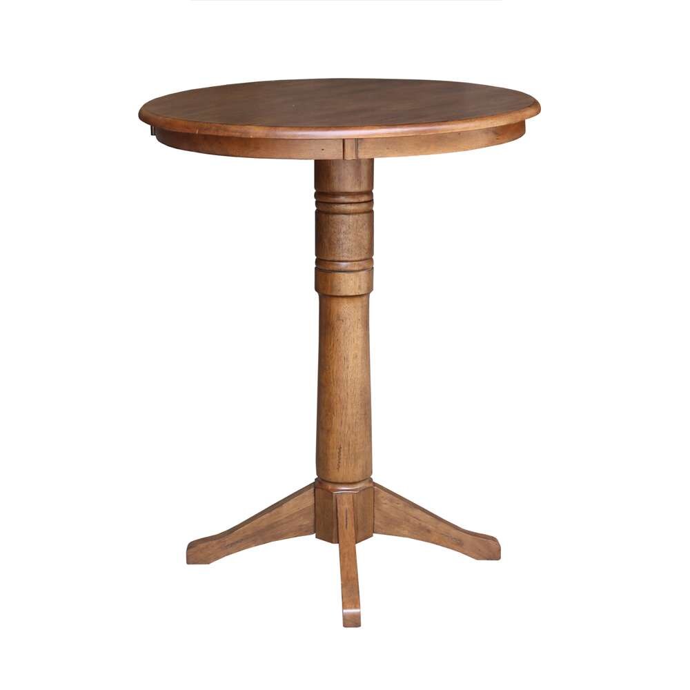 International Concepts - 30in Round Top Ped Table - 41.9inH in Distressed Oak Finish - K42-30RT-27B-6B-2 veiw 3