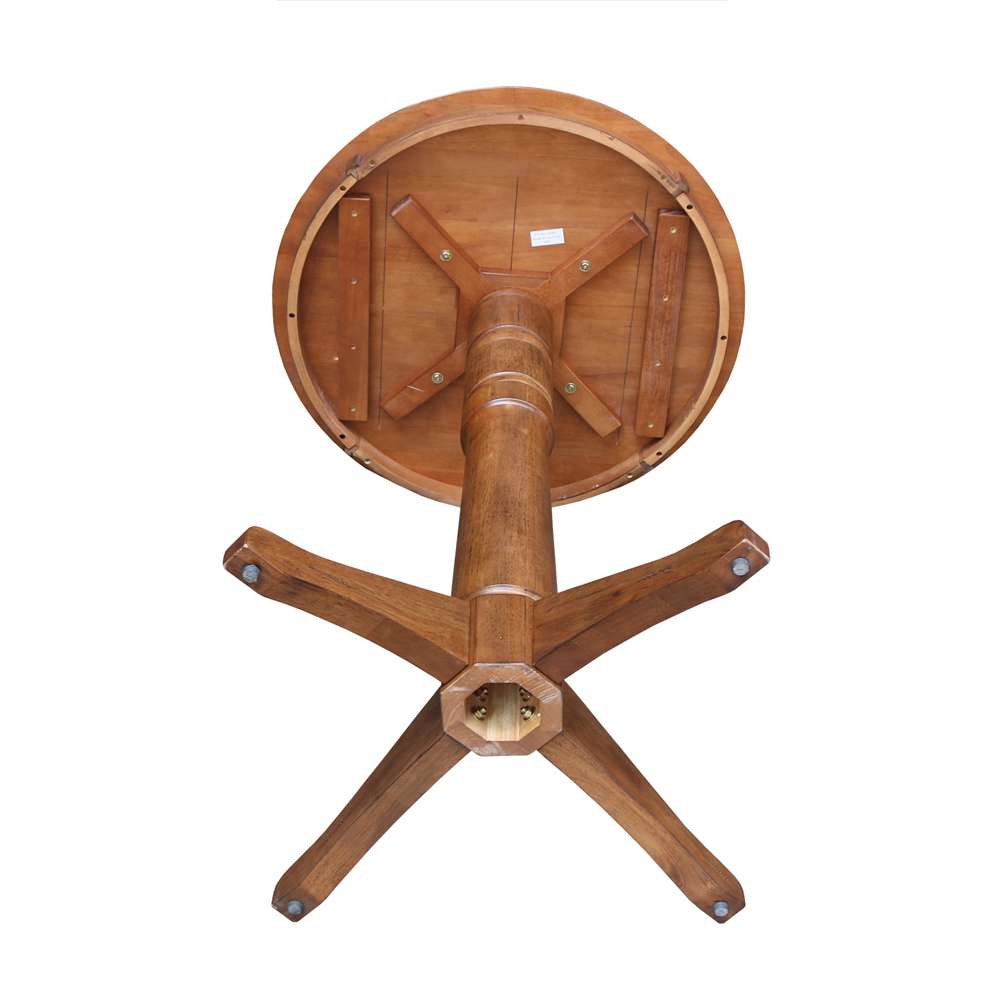 International Concepts - 30in Round Top Ped Table - 41.9inH in Distressed Oak Finish - K42-30RT-27B-6B-2 veiw 4