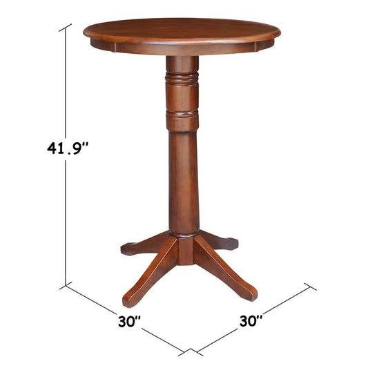 International Concepts - 30in Round Top Ped Table - 41.9inH in Espresso Finish - K581-30RT-27B-6B-2 veiw 2