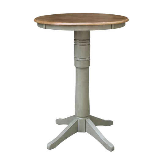 International Concepts - 30in Round Top Ped Table - 41.9inH in Hickory/Stone Finish - K41-30RT-27B-6B-2 veiw 1