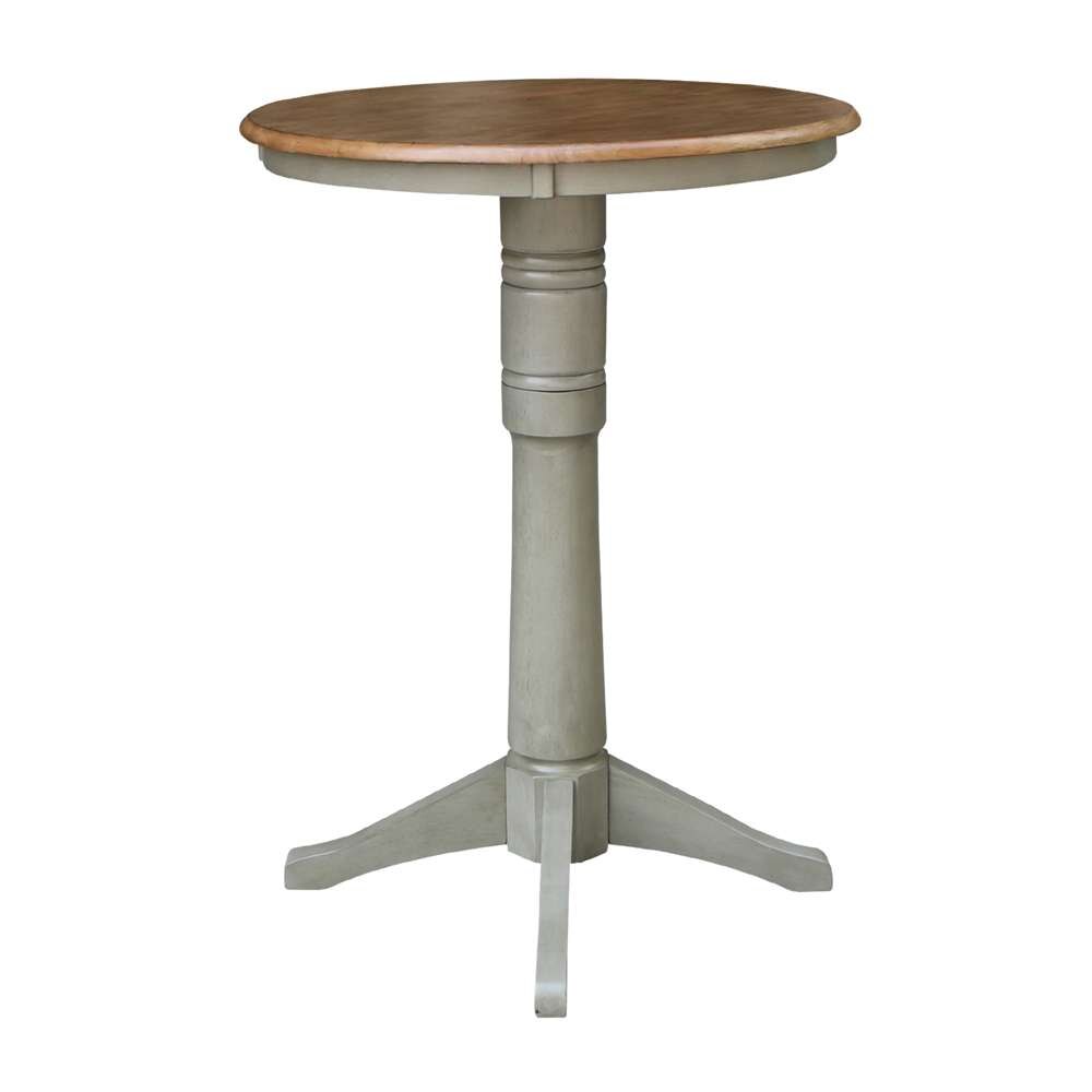 International Concepts - 30in Round Top Ped Table - 41.9inH in Hickory/Stone Finish - K41-30RT-27B-6B-2 veiw 3